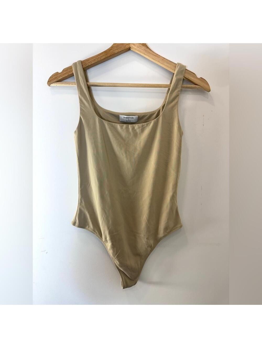 Aritzia Babaton Contour Squareneck Tanktop Bodysuit - S - Beige - Picture 3 of 7
